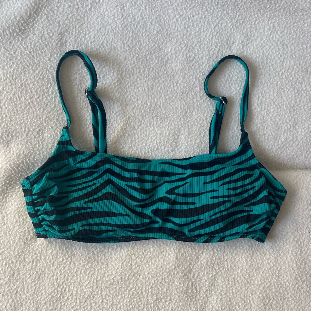 Green Zebra Print Bikini Top